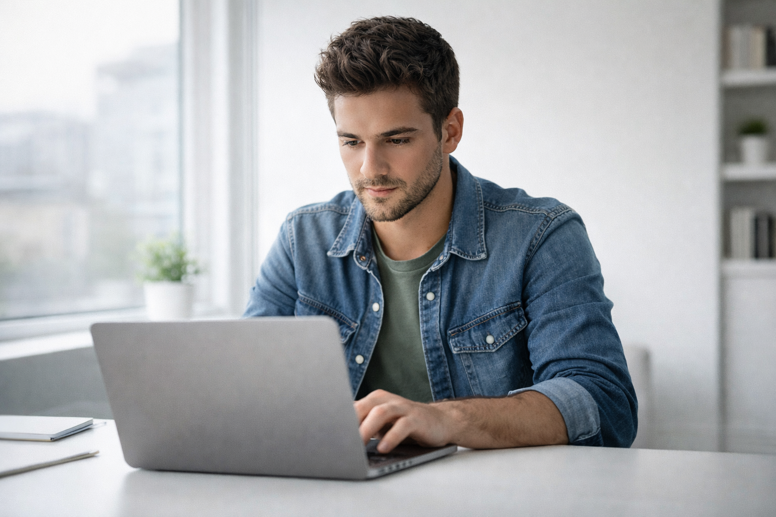 Focused builder working